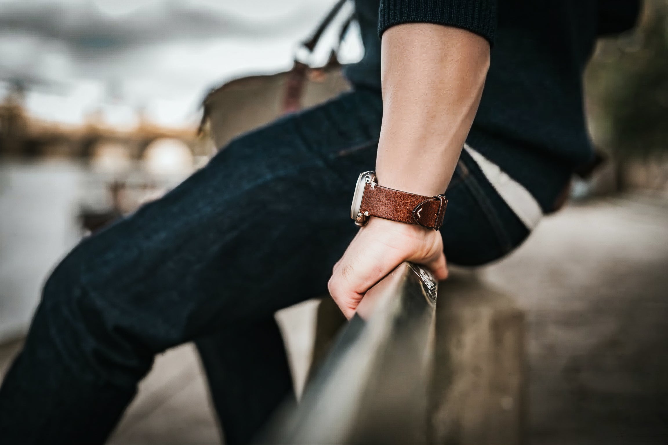 Bracelet cuir Vintage Apple Watch taille XL