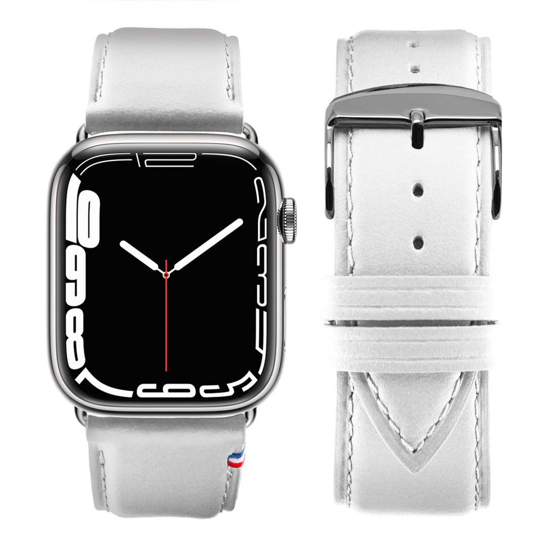 Aquarelle - Bracelet Apple Watch cuir petite taille Blanc 44mm 45mm 46mm 49mm