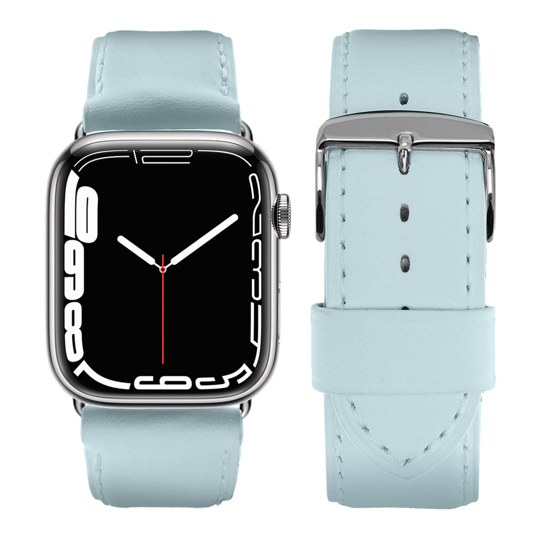 Holi Apple Watch - Bracelet cuir de vachette Bleu brume 44mm 45mm 46mm 49mm