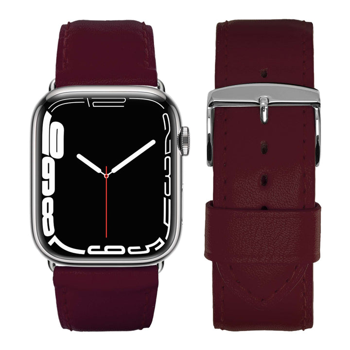 Holi Apple Watch - Bracelet cuir de vachette Bordeaux 38mm 40mm 41mm 42mm