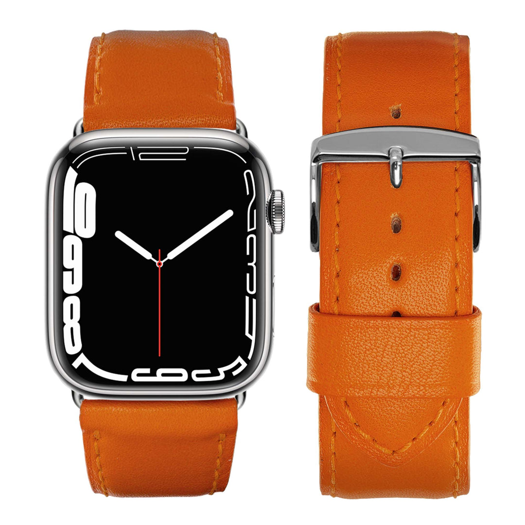 Holi Apple Watch - Bracelet cuir de vachette Orange 38mm 40mm 41mm 42mm