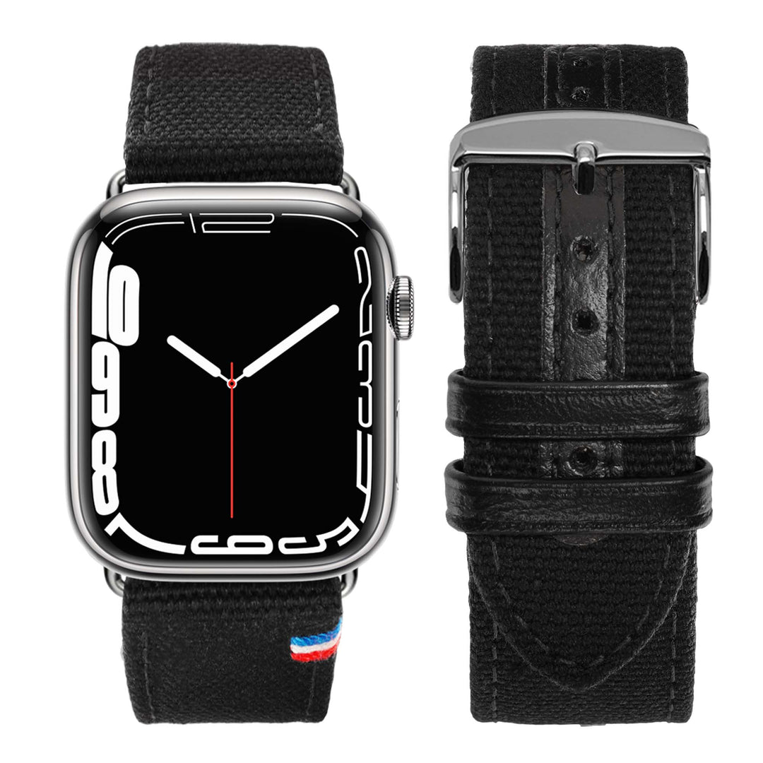 New Rover - Bracelet Apple Watch tissu renforcé Noir 38mm 40mm 41mm 42mm
