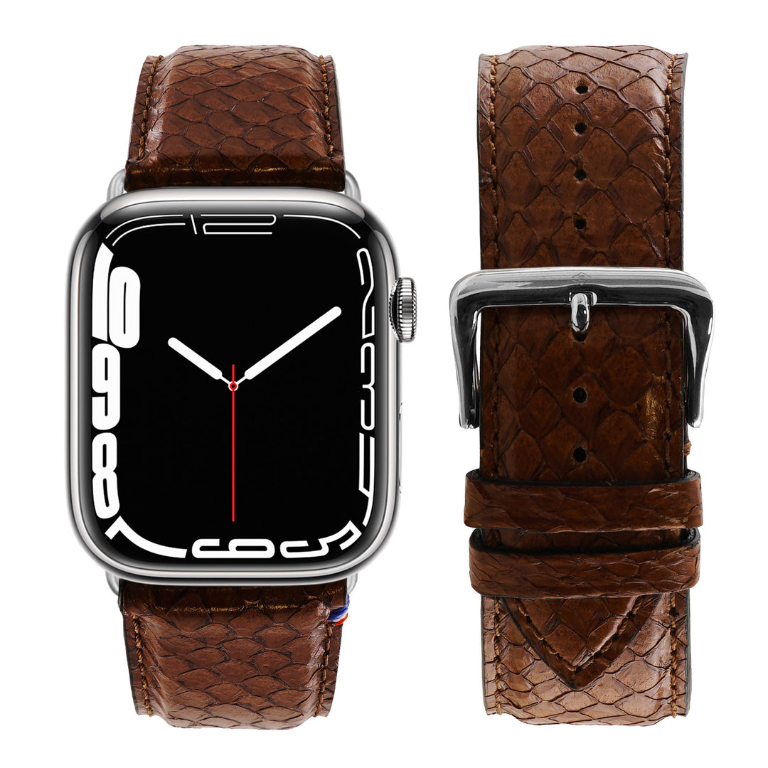 Odyssée - Cuir marin français upcyclé - Bracelet Apple Watch Ambre 44mm 45mm 46mm 49mm