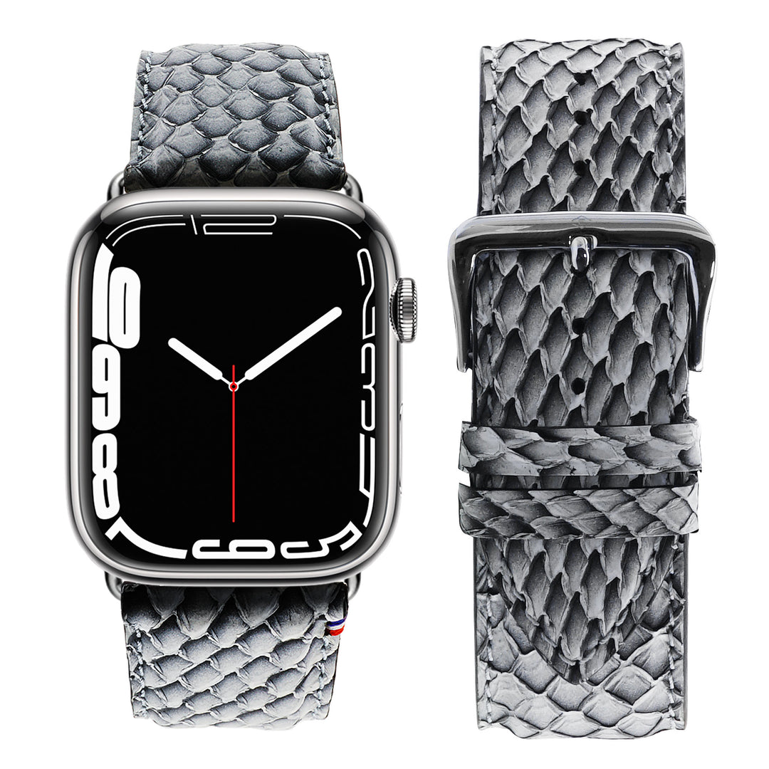 Odyssée - Cuir marin français upcyclé - Bracelet Apple Watch Cristal 44mm 45mm 46mm 49mm
