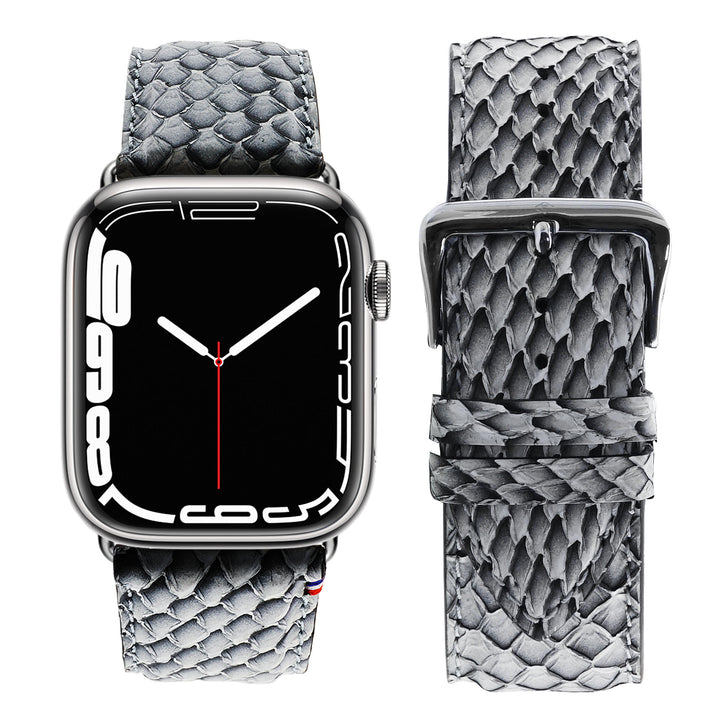 Odyssée - Cuir marin français upcyclé - Bracelet Apple Watch Cristal 44mm 45mm 46mm 49mm