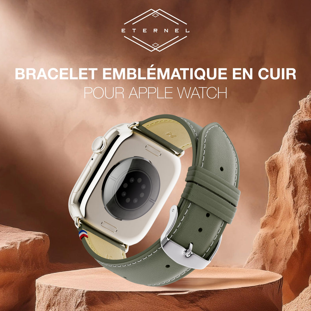 Roadster - Bracelet Apple Watch cuir perforé Vert forêt 44mm 45mm 46mm 49mm