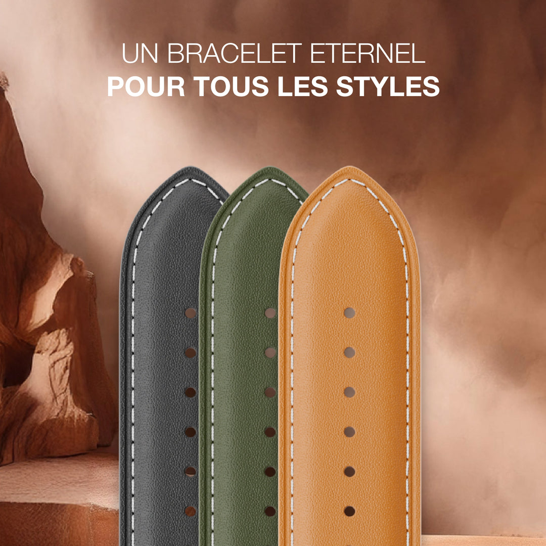 Roadster - Bracelet Apple Watch cuir perforé Vert forêt 44mm 45mm 46mm 49mm