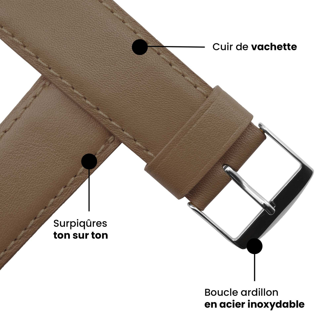 Holi Apple Watch - Taupe Cowhide Leather Strap 46 / 49 mm