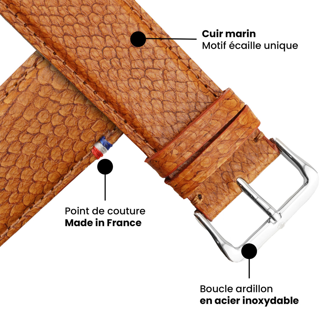 Horizon - Cuir marin français upcyclé - Bracelet Apple Watch Aurore 44mm 45mm 46mm 49mm