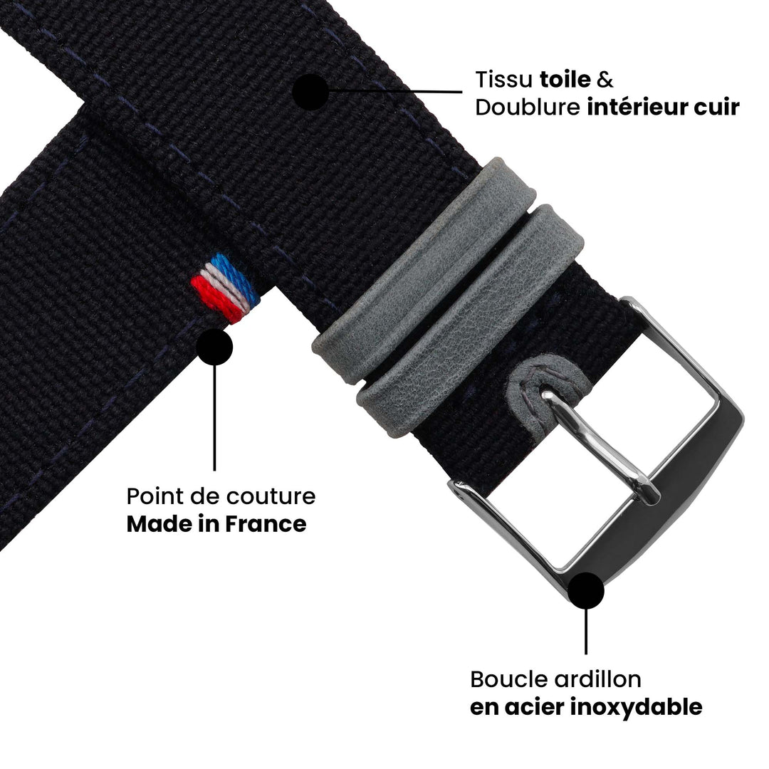 New Rover - Bracelet Apple Watch tissu renforcé Marine 44mm 45mm 46mm 49mm