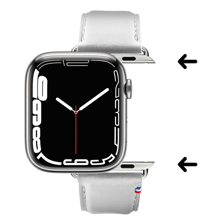 Aquarelle - Bracelet Apple Watch cuir petite taille Blanc 44mm 45mm 46mm 49mm