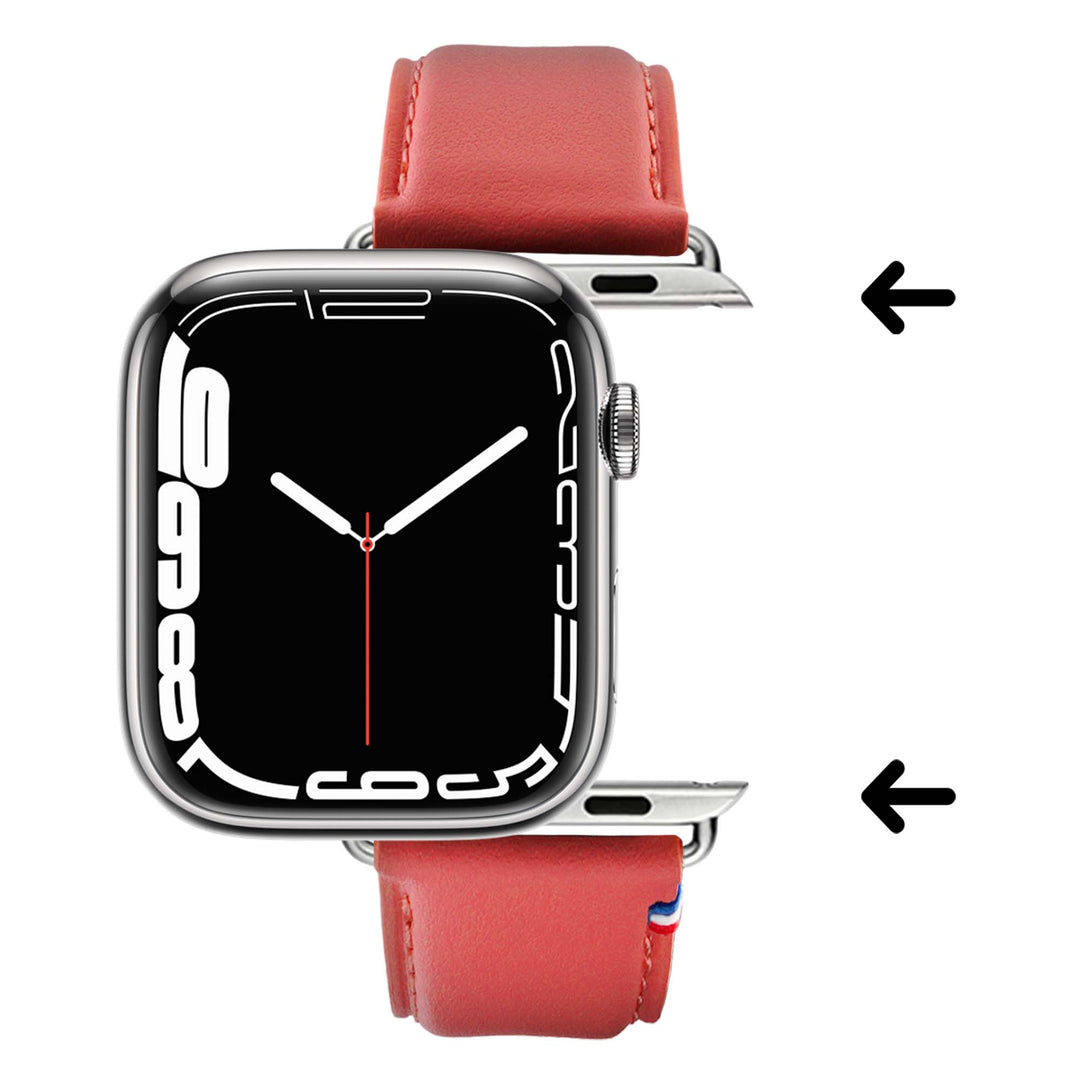 Aquarelle - Bracelet Apple Watch cuir petite taille Corail 44mm 45mm 46mm 49mm