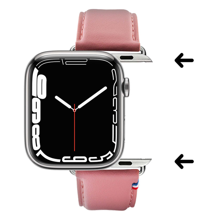 Aquarelle - Bracelet Apple Watch cuir petite taille Rose poudré 44mm 45mm 46mm 49mm