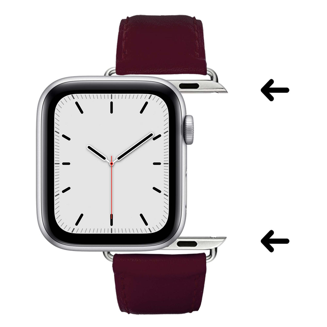 Holi Apple Watch - Bracelet cuir de vachette Bordeaux 38mm 40mm 41mm 42mm