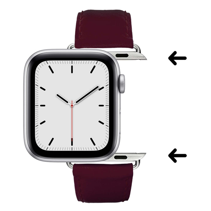 Holi Apple Watch - Bracelet cuir de vachette Bordeaux 38mm 40mm 41mm 42mm