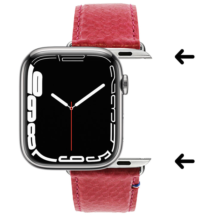 Horizon - Französisches upgecyceltes Meeresleder - Apple Watch Armband Korallenrot 46 / 49 mm