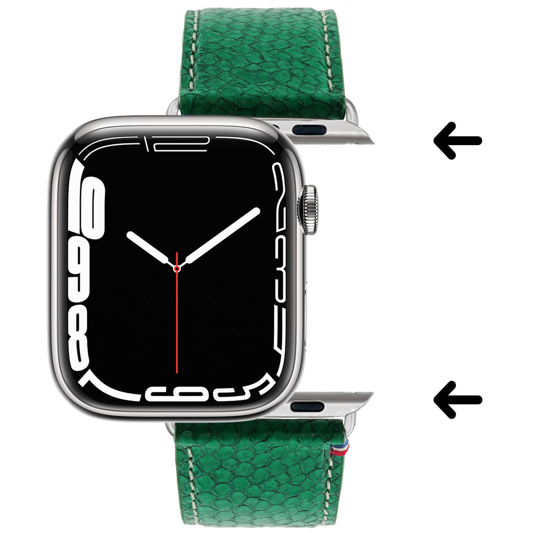 Horizon - Cuir marin français upcyclé - Bracelet Apple Watch Émeraude 38mm 40mm 41mm 42mm