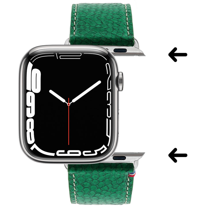 Horizon - Cuir marin français upcyclé - Bracelet Apple Watch Émeraude 38mm 40mm 41mm 42mm