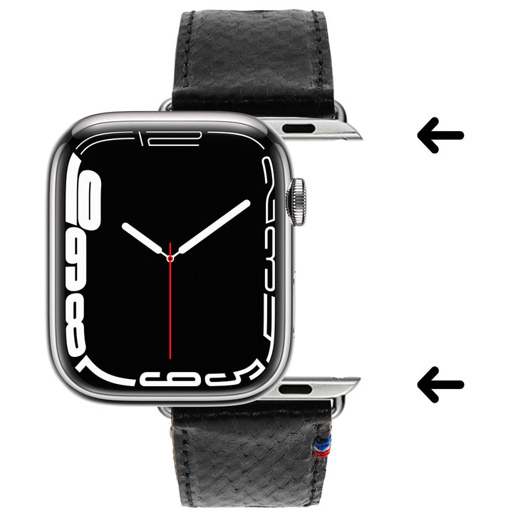 Horizon - Cuir marin français upcyclé - Bracelet Apple Watch Perle noire 38mm 40mm 41mm 42mm