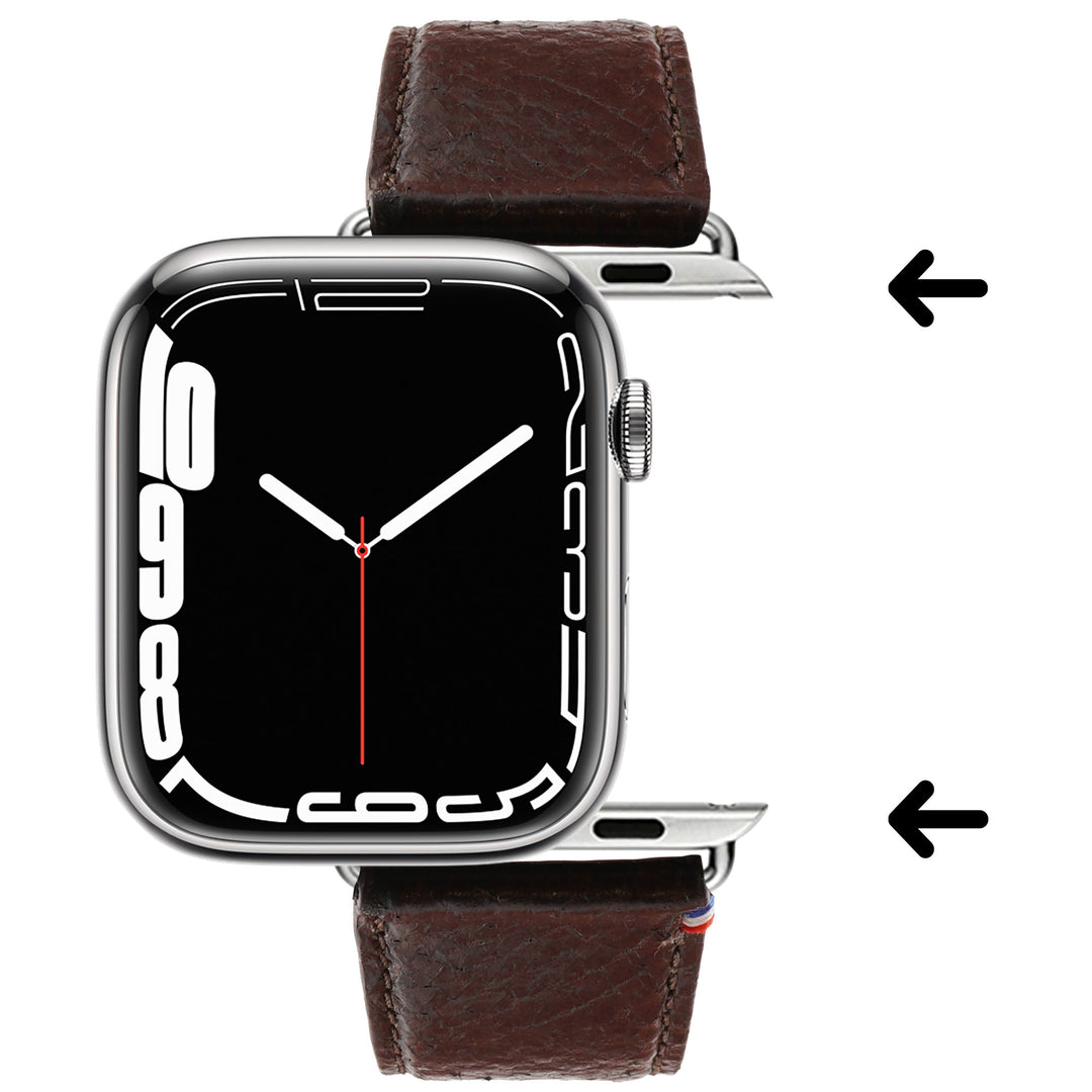 Horizon - Cuir marin français upcyclé - Bracelet Apple Watch Tourbe 44mm 45mm 46mm 49mm