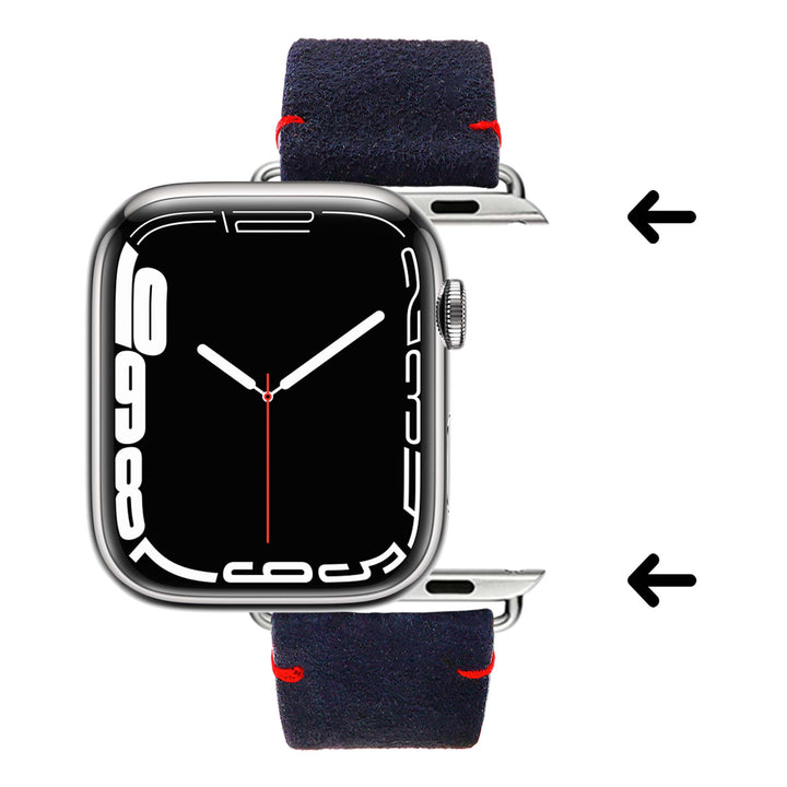 Maverick - Bracelet Apple Watch cuir de chèvre velours Marine 38mm 40mm 41mm 42mm