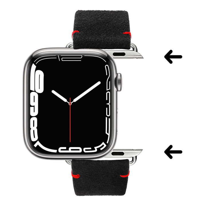 Maverick - Bracelet Apple Watch cuir de chèvre velours Noir 38mm 40mm 41mm 42mm