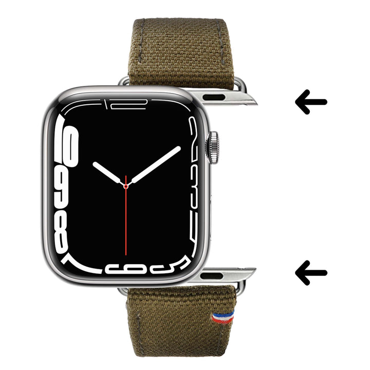 New Rover - Bracelet Apple Watch tissu renforcé Kaki 44mm 45mm 46mm 49mm