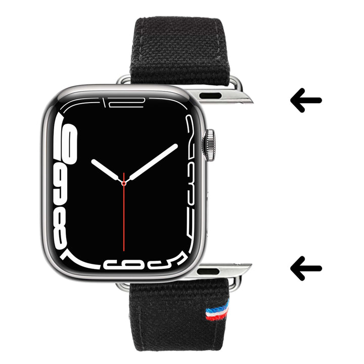 New Rover - Bracelet Apple Watch tissu renforcé Noir 38mm 40mm 41mm 42mm