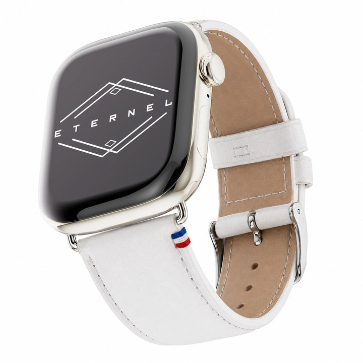 Aquarelle - Bracelet Apple Watch cuir petite taille Blanc 44mm 45mm 46mm 49mm