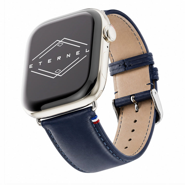 Aquarelle - Bracelet Apple Watch cuir petite taille Marine 38mm 40mm 41mm 42mm