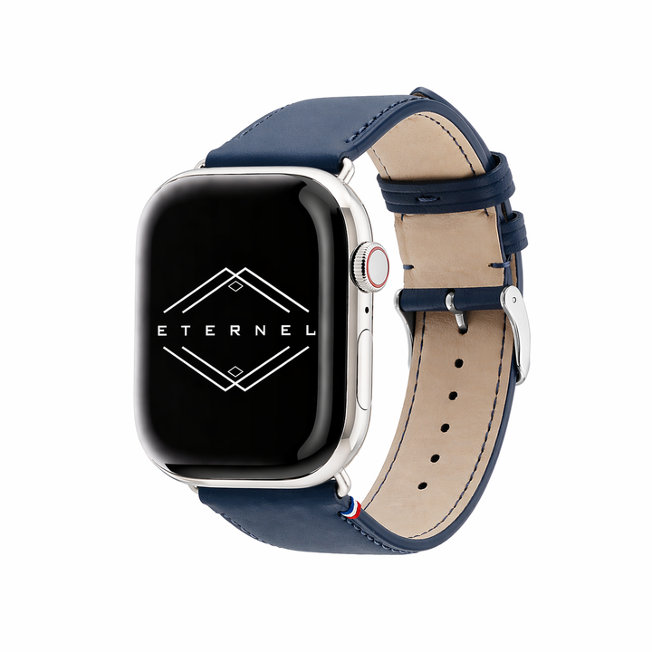 Aquarelle - Bracelet Apple Watch cuir petite taille Marine 38mm 40mm 41mm 42mm