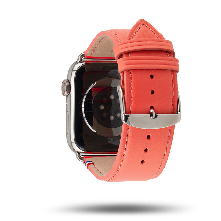 Aquarelle - Bracelet Apple Watch cuir petite taille Corail 38mm 40mm 41mm 42mm