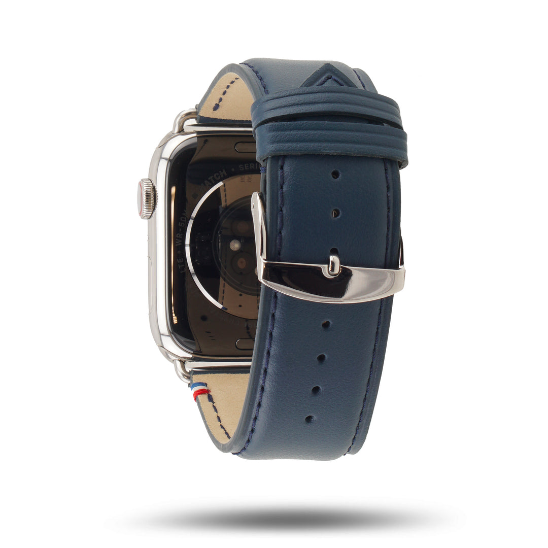 Aquarelle - Bracelet Apple Watch cuir petite taille Marine 38mm 40mm 41mm 42mm