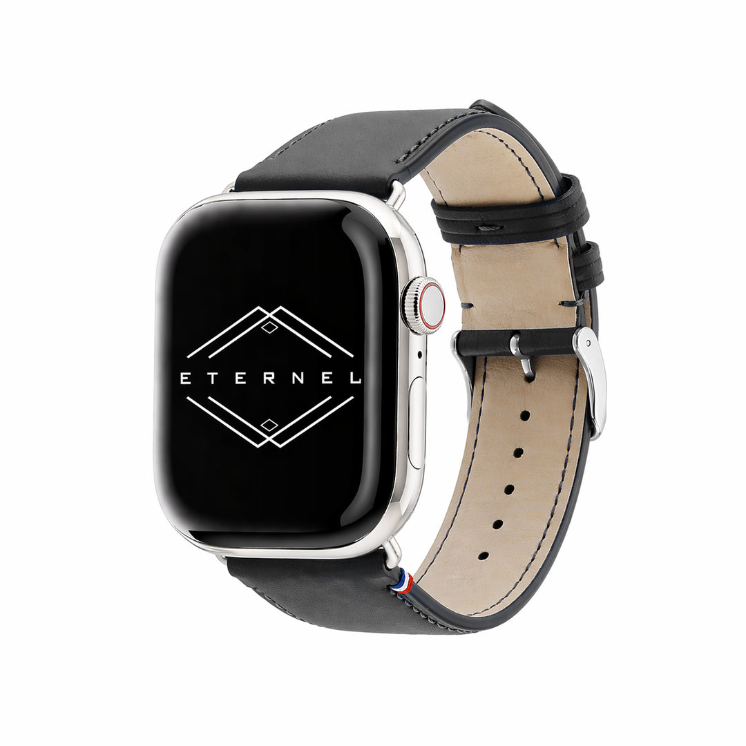 Aquarelle - Bracelet Apple Watch cuir petite taille Noir 38mm 40mm 41mm 42mm