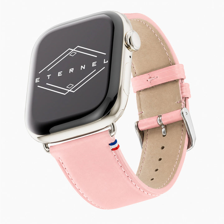 Aquarelle - Bracelet Apple Watch cuir petite taille Rose poudré 44mm 45mm 46mm 49mm