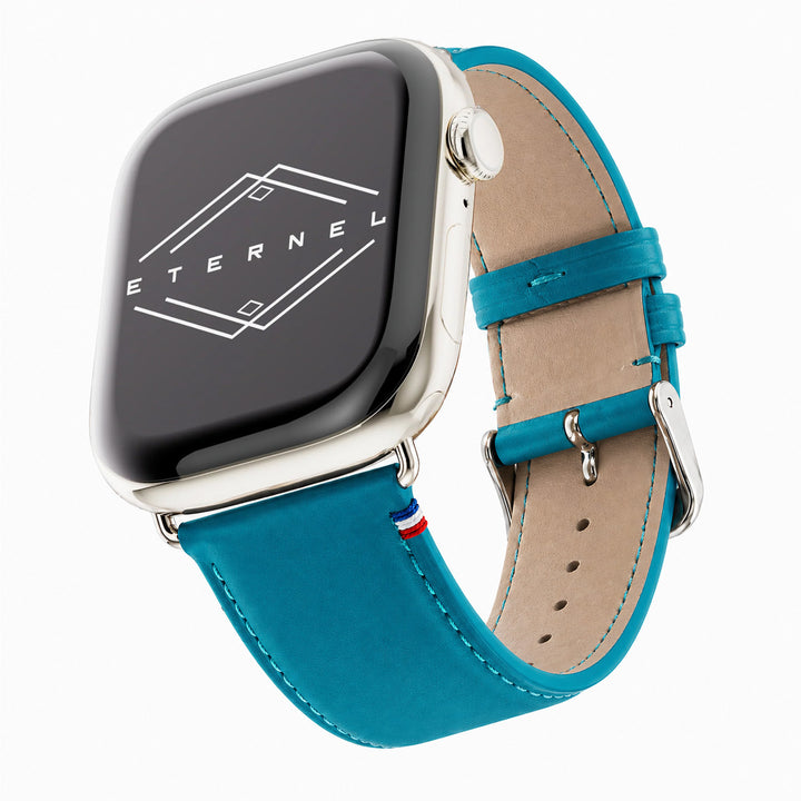 Aquarelle - Bracelet Apple Watch cuir petite taille Turquoise 38mm 40mm 41mm 42mm