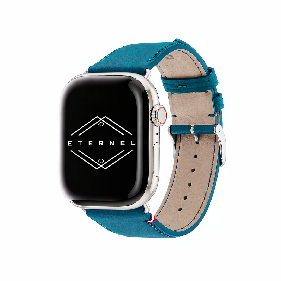 Aquarelle - Bracelet Apple Watch cuir petite taille Turquoise 38mm 40mm 41mm 42mm