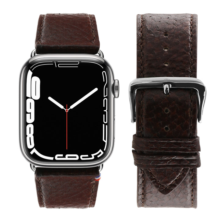 Horizon - Cuir marin français upcyclé - Bracelet Apple Watch Tourbe 44mm 45mm 46mm 49mm