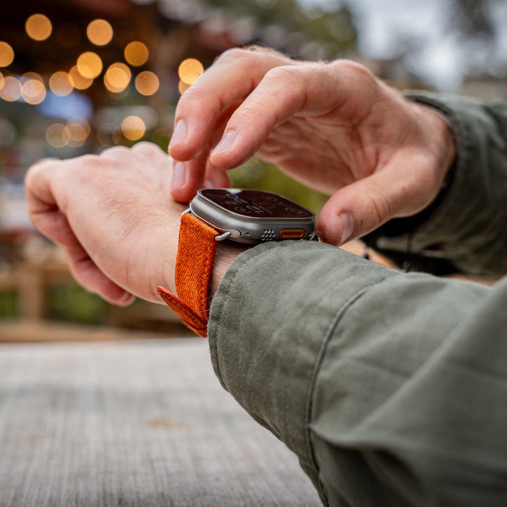 Denim – Apple Watch Leather Band with Denim Effect – Saffron 46 / 49 mm