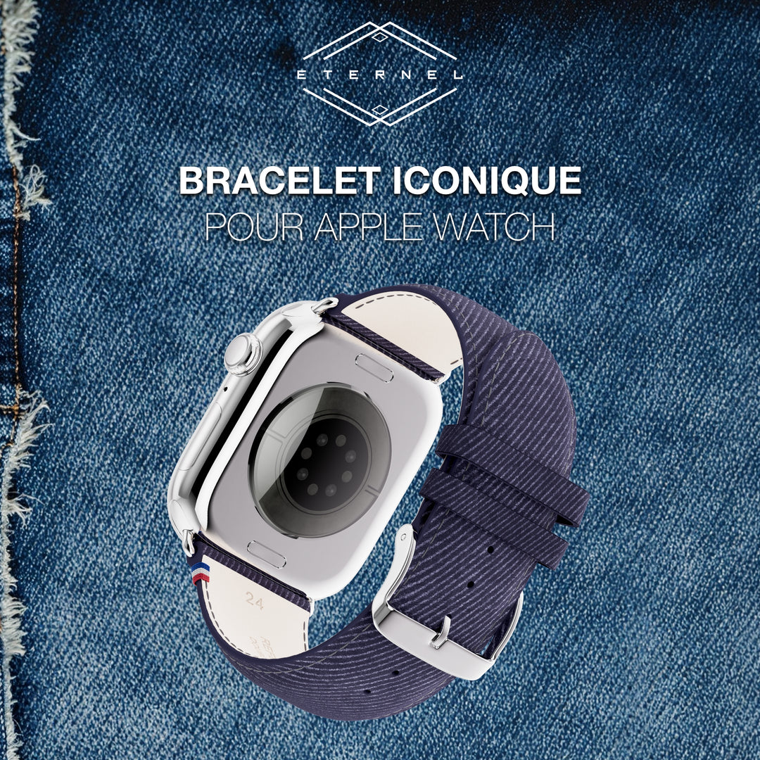 Denim – Apple Watch Leather Band with Denim Effect – Denim Blue 46 / 49 mm