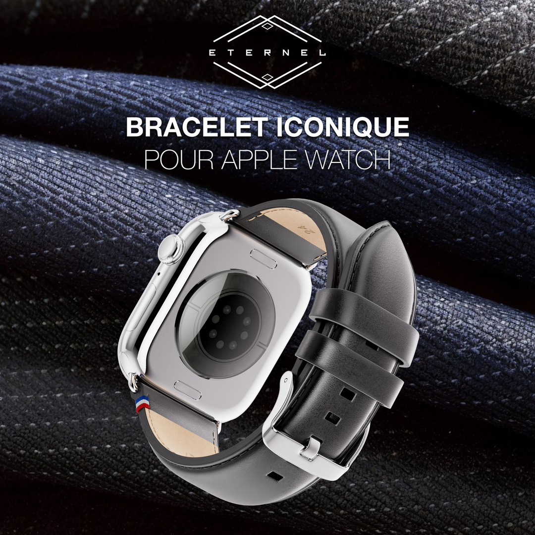 Richelieu - Bracelet Apple Watch noir 44mm 45mm 46mm 49mm