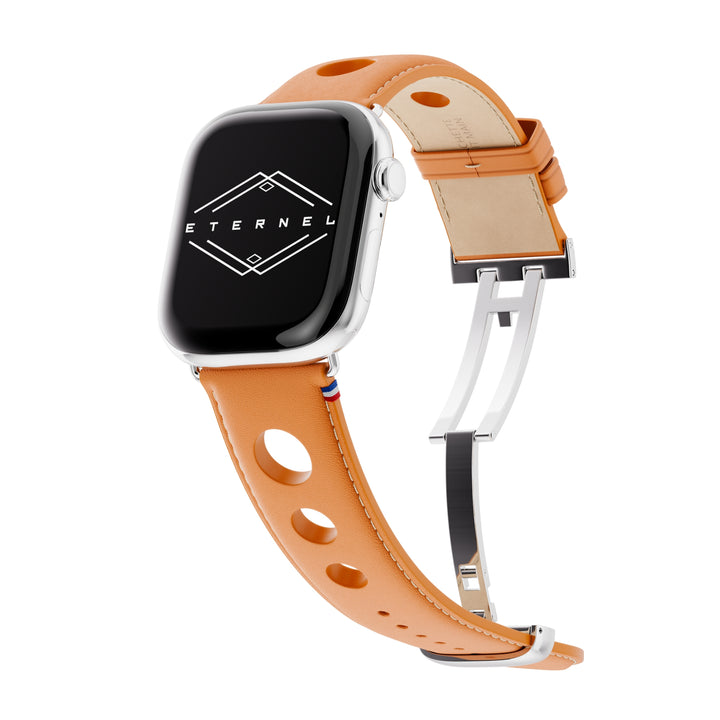 Rallye - Apple Watch strap in honey calf leather with deployant clasp 42 mm