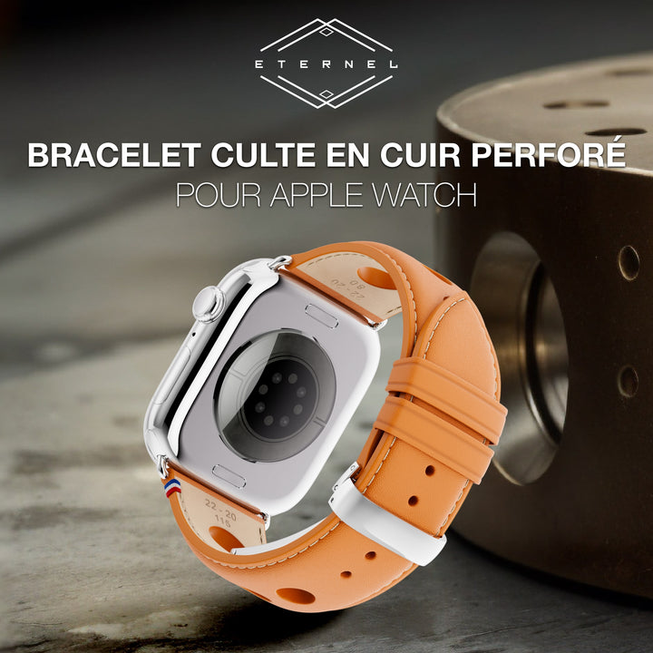 Rallye - Apple Watch strap in honey calf leather with deployant clasp 42 mm