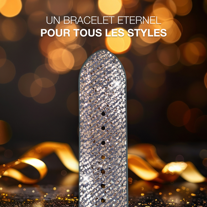 Nuit Parisienne - Bracelet Apple Watch cuir effet jean pailleté - Lune 38mm 40mm 41mm 42mm
