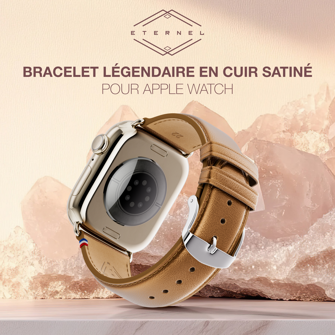 Maryline - Bracelet Apple Watch cuir de vachette satiné Bronze 38mm 40mm 41mm 42mm