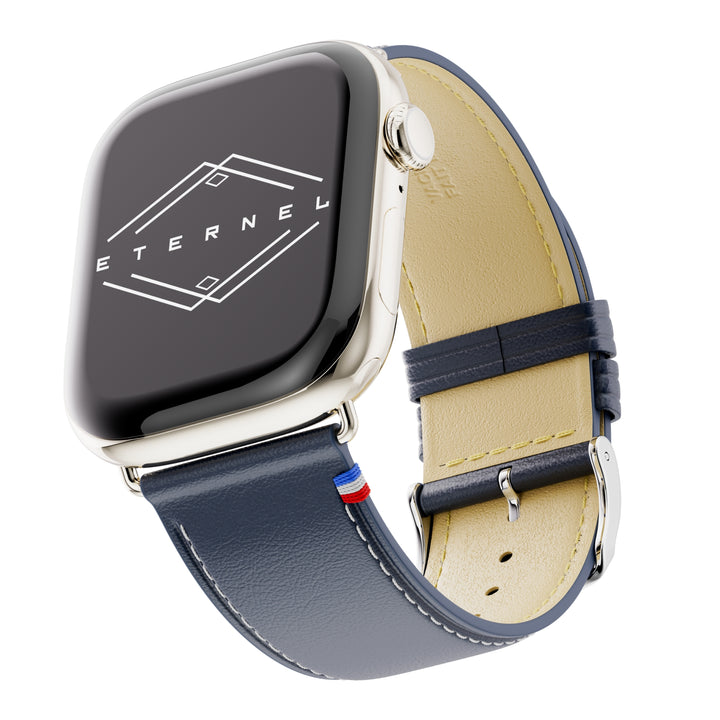 Simple tour - Cuir de vachette graissé Apple Watch Bleu marine 38mm 40mm 41mm 42mm