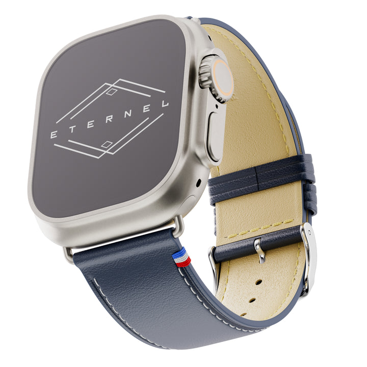 Simple Tour - Navy Blue Greased Cowhide Leather Apple Watch 46 / 49 mm