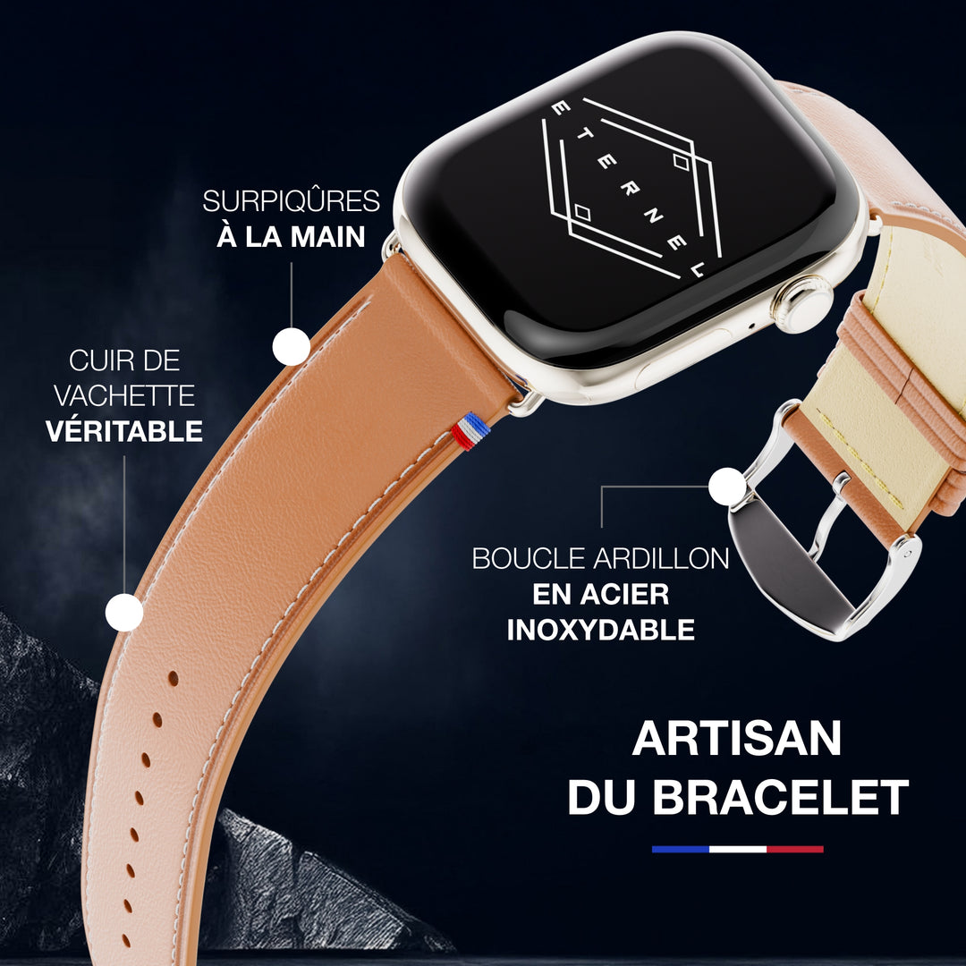 Simple tour - Cuir de vachette graissé Apple Watch Gold 44mm 45mm 46mm 49mm