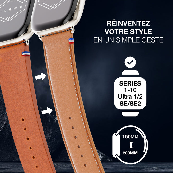 Simple tour - Cuir de vachette graissé Apple Watch Gold 44mm 45mm 46mm 49mm