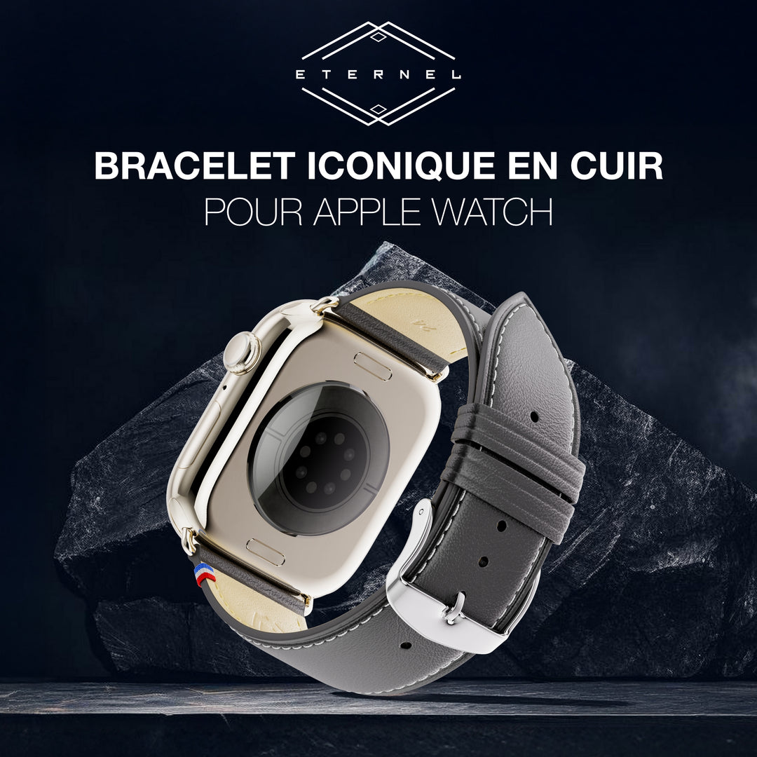Simple tour - Cuir de vachette graissé Apple Watch Noir 44mm 45mm 46mm 49mm